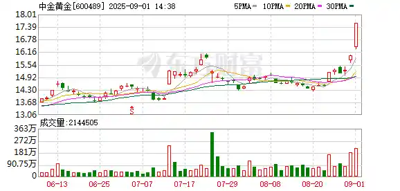 黄金板块强势爆发，中金黄金、湖南黄金午后直线涨停