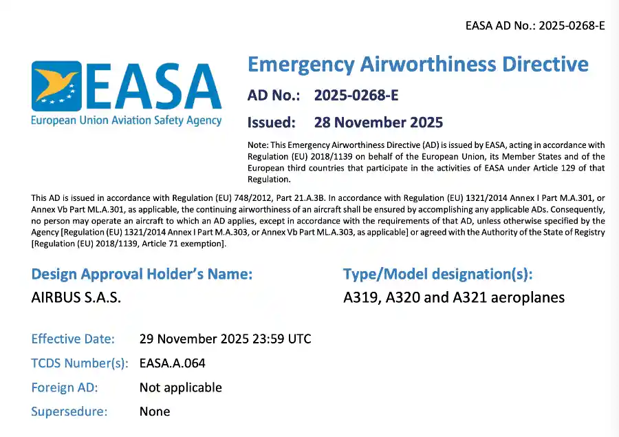 空客回应6000架飞机召回：本地软件调整即可化解危机
